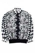 Two Tone Floral Diamond Button Up Vinage Blouse