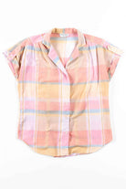 Pink Plaid Short Sleeve Blouse