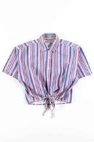Pastel Striped Tie Waist Vintage Blouse