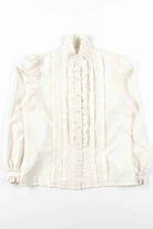 White Pleated Ruffled Blouse
