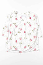 White Floral Scoop Neck Top