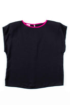 Black & Fuschia Trim Sleeveless Blouse