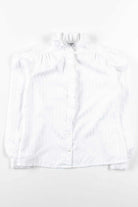 White Striped Ruffled Blouse