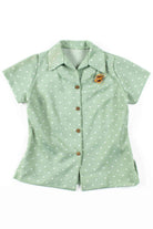 Green Squares Vintage Blouse w/ Pin