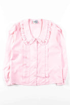 Pink Ruffled Scoop Neck Blouse