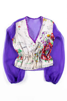 Sheer Purple Floral Vintage Blouse