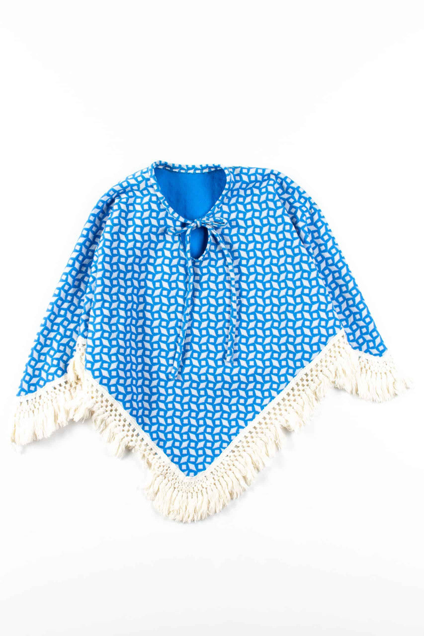 Blue & White Vintage Poncho