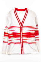 Red & White Ribbed Vintage Cardigan