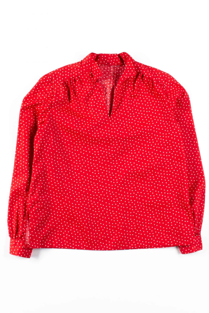 Red Hearts V-Neck Blouse