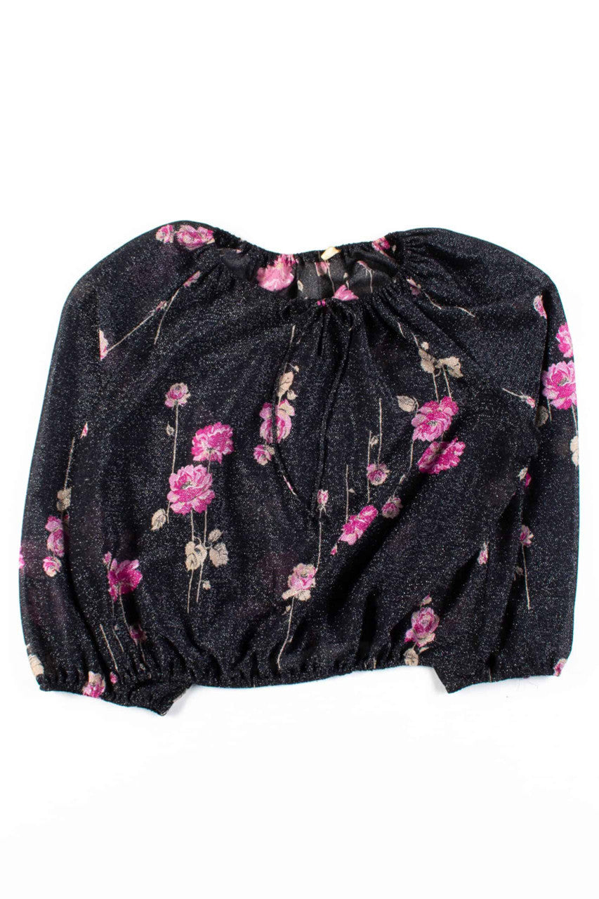 Black Glitter Sheer Blouse
