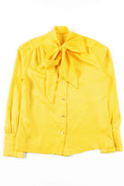 Yellow Polka Dot Tie Neck Blouse