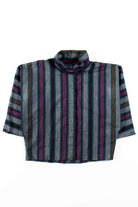 Pastel Striped Wrap Collar Blouse