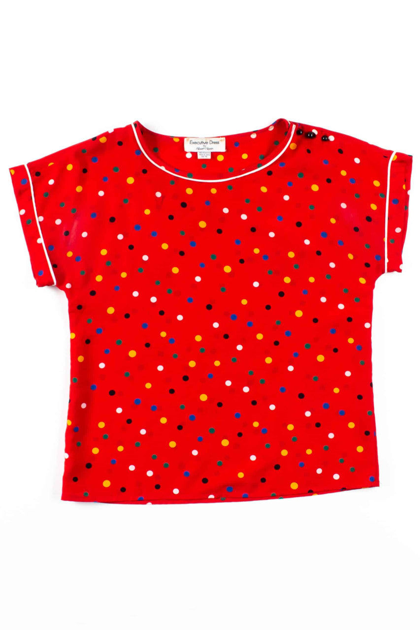 Red Dotted Shoulder Button Tee