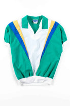 Green & White V Top