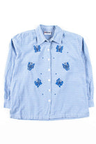 Blue Gingham Butterflies Blouse