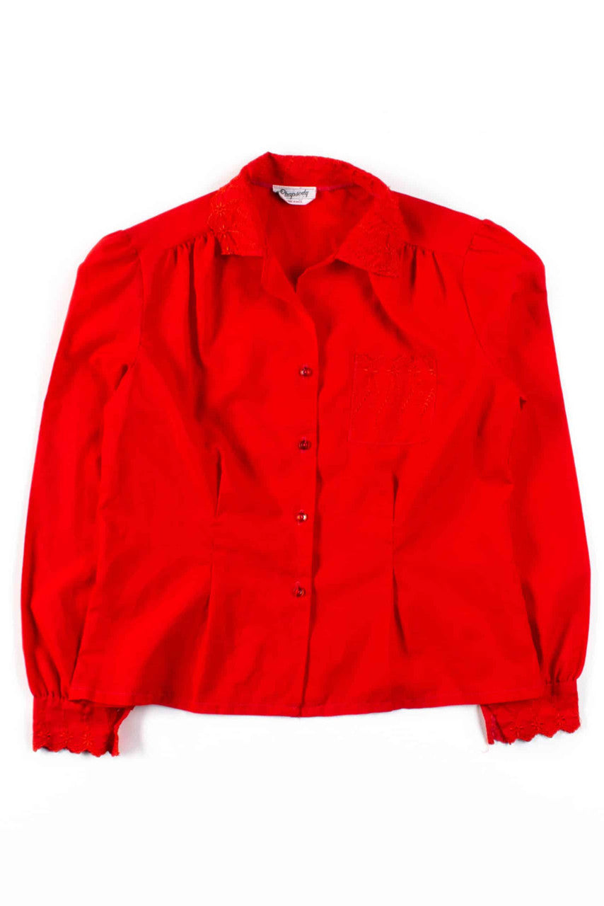 Red Lace Pocket Blouse