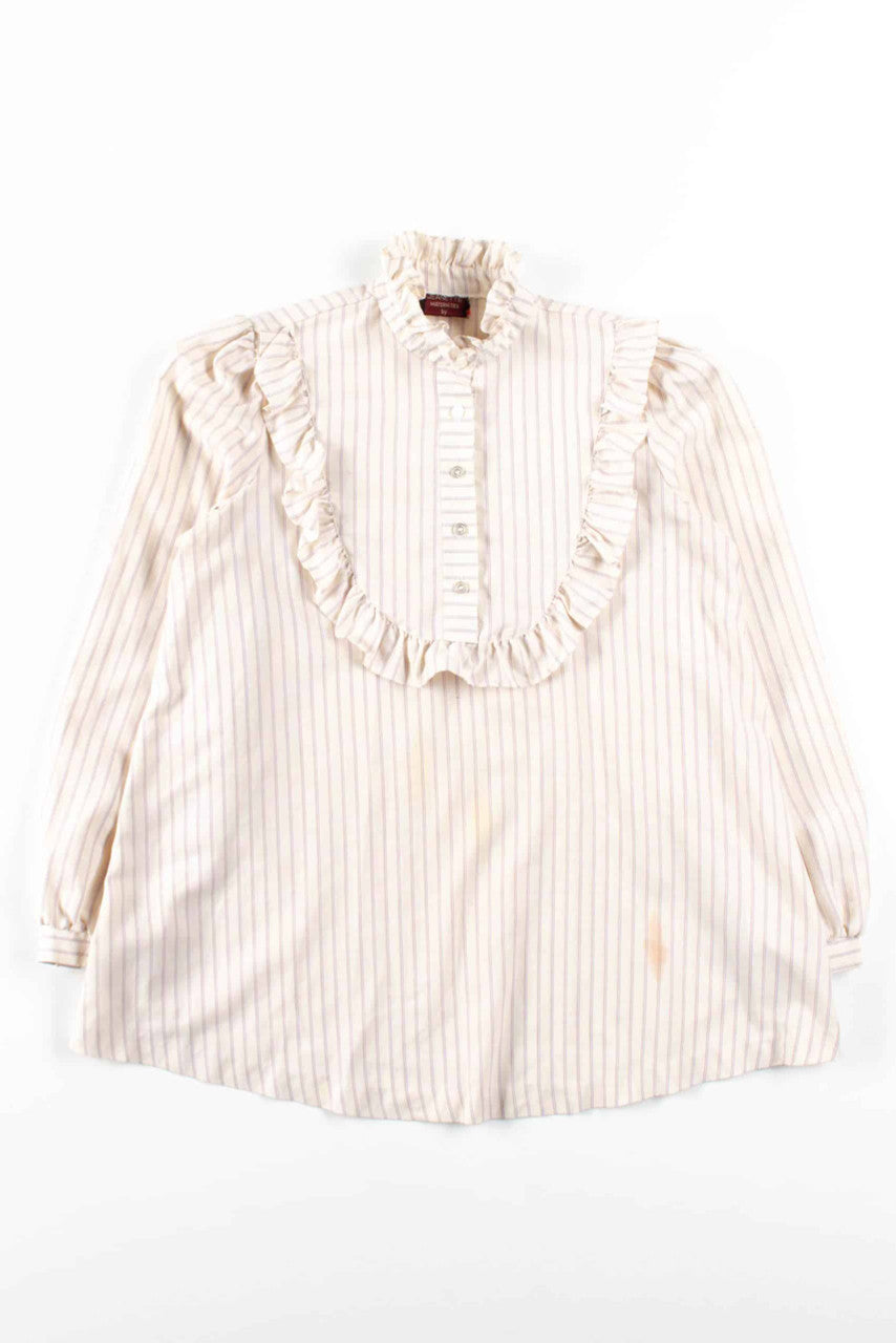 Vintage Ruffle Striped Maternity Blouse