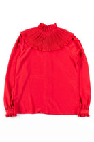 Ruched Neck Back Button Blouse