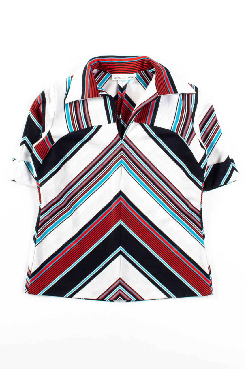 Chevron Striped V-Neck Blouse