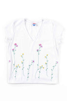 White Floral V-Neck Top