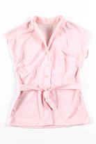 Pink Sleeveless Button Up Top