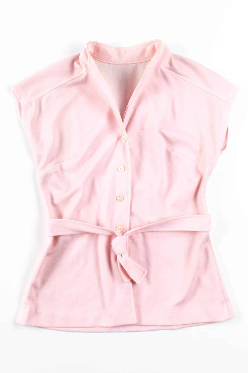 Pink Sleeveless Button Up Top