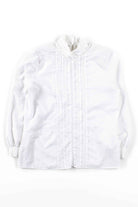White Pleated Button Up Blouse