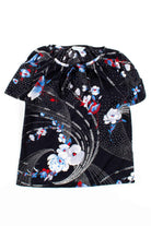 Black Floral Short Sleeve Top