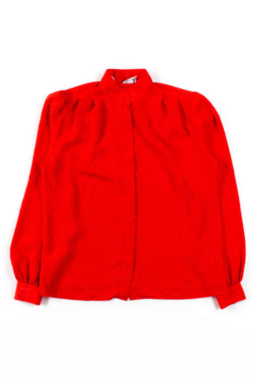 Red Waves Button Up Blouse