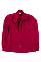 Red Wine Bow Collar Blouse
