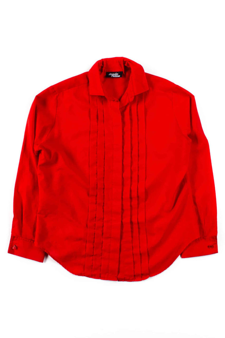 Red Pleated Blouse