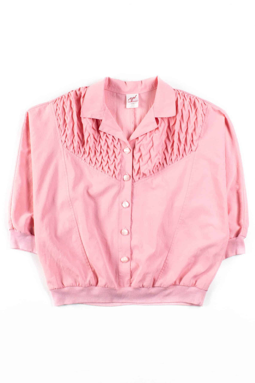 Pink Ruffled Shoulder Blouse
