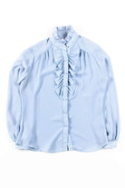 Blue Ruffled Poet Blouse