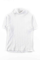White Ribbed Turtleneck Top