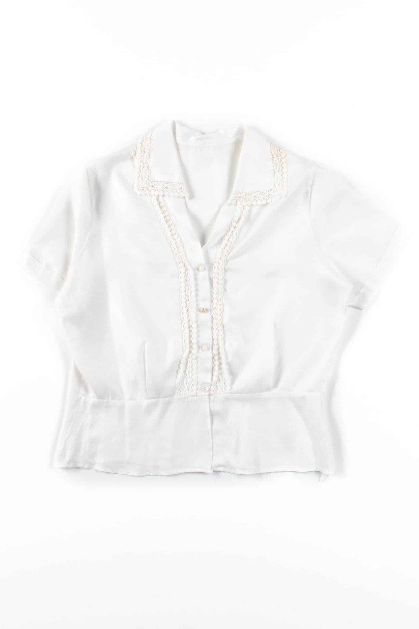 White Sheer Lace Blouse