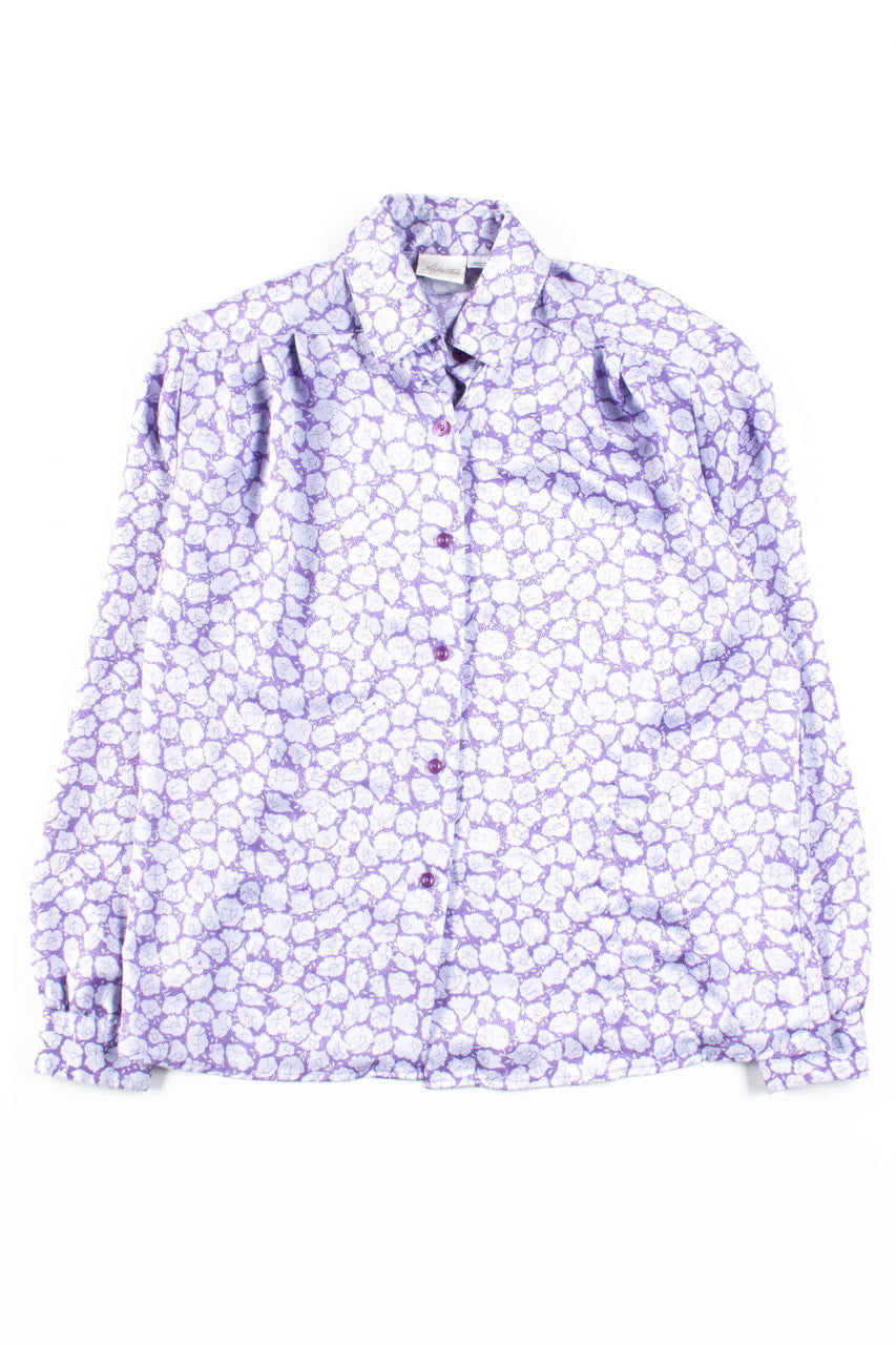 Purple Floral Button Up Blouse