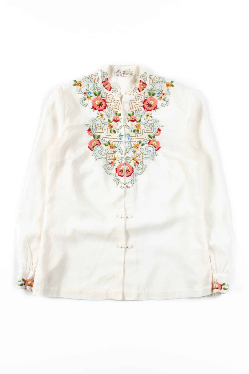 Floral Geometric Snap Button Blouse
