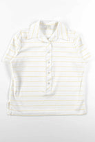 White & Yellow Striped Polo Blouse