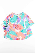 Watercolor Fan Pleated Poncho Blouse