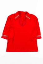 Red Lace Trimmed Top