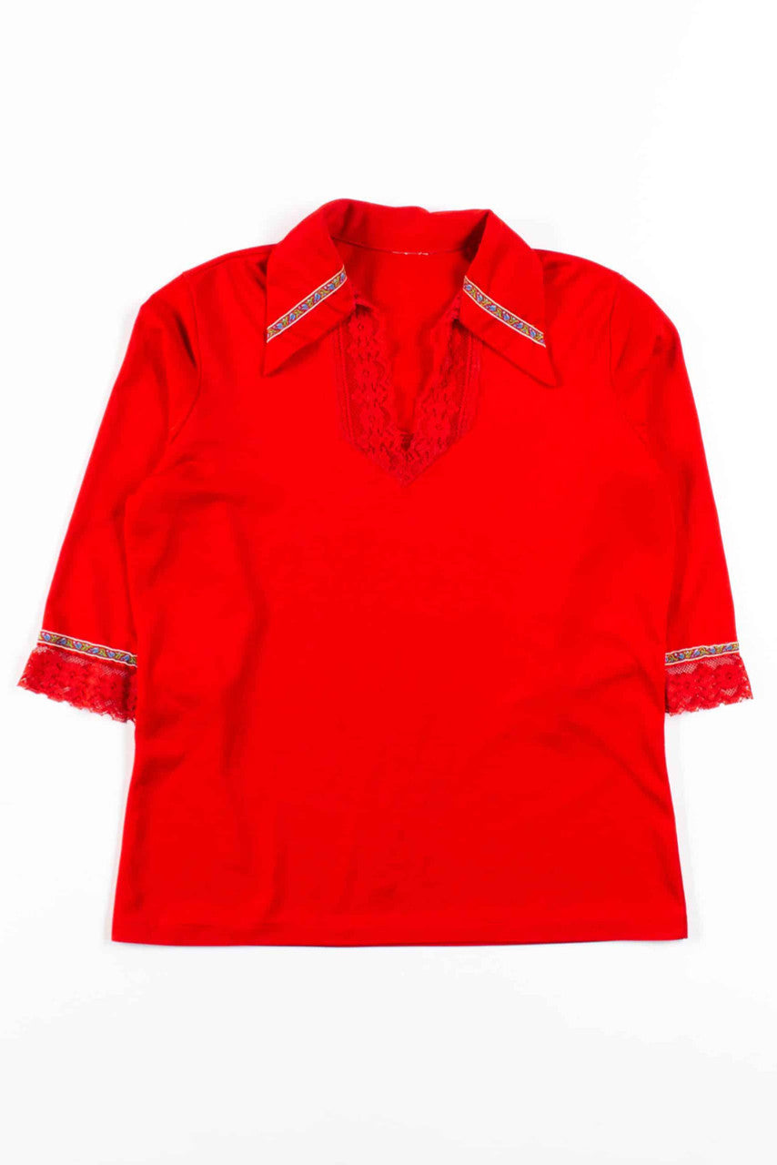 Red Lace Trimmed Top