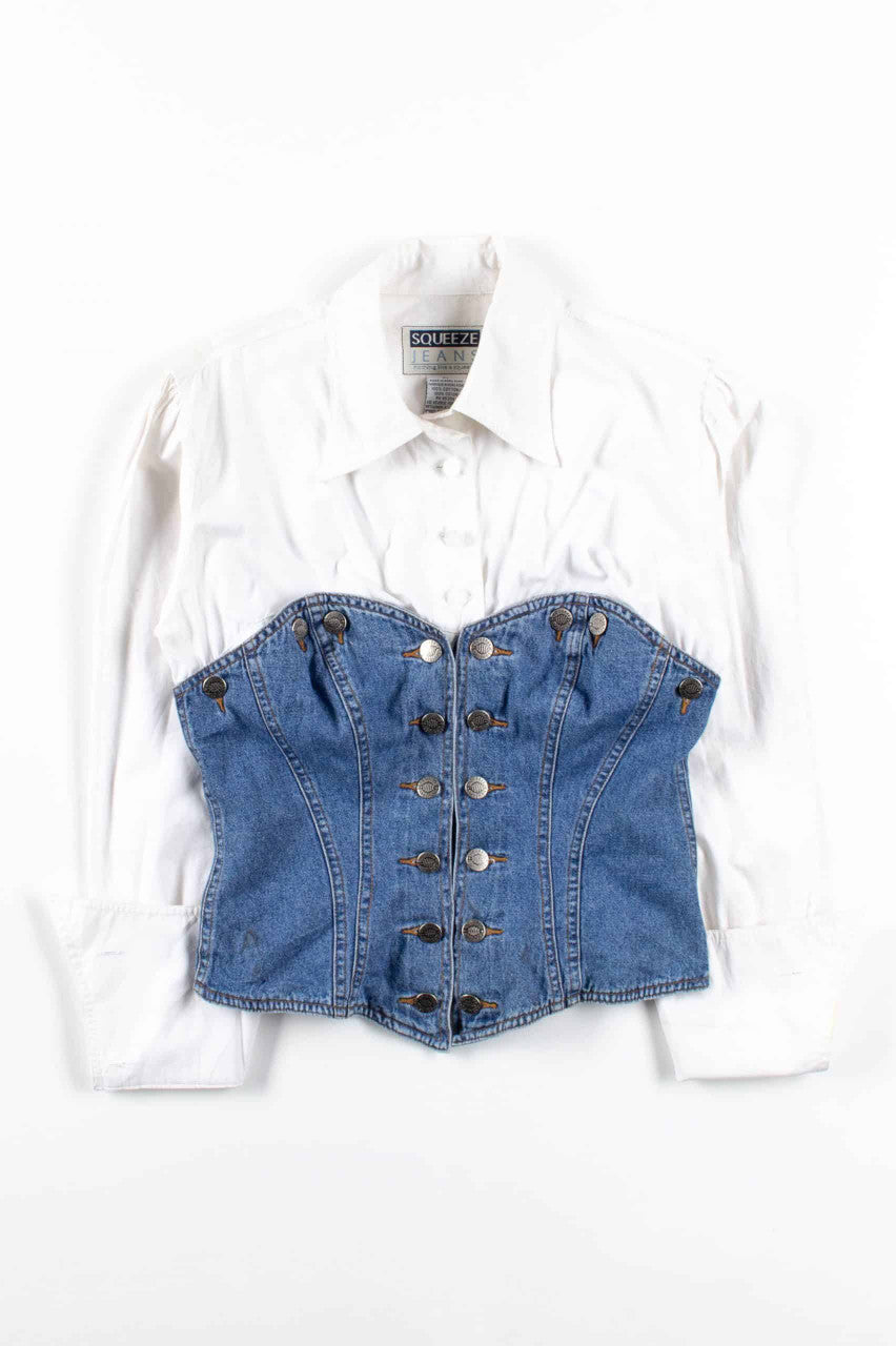 Denim Two-Piece Button Up Vintage Top