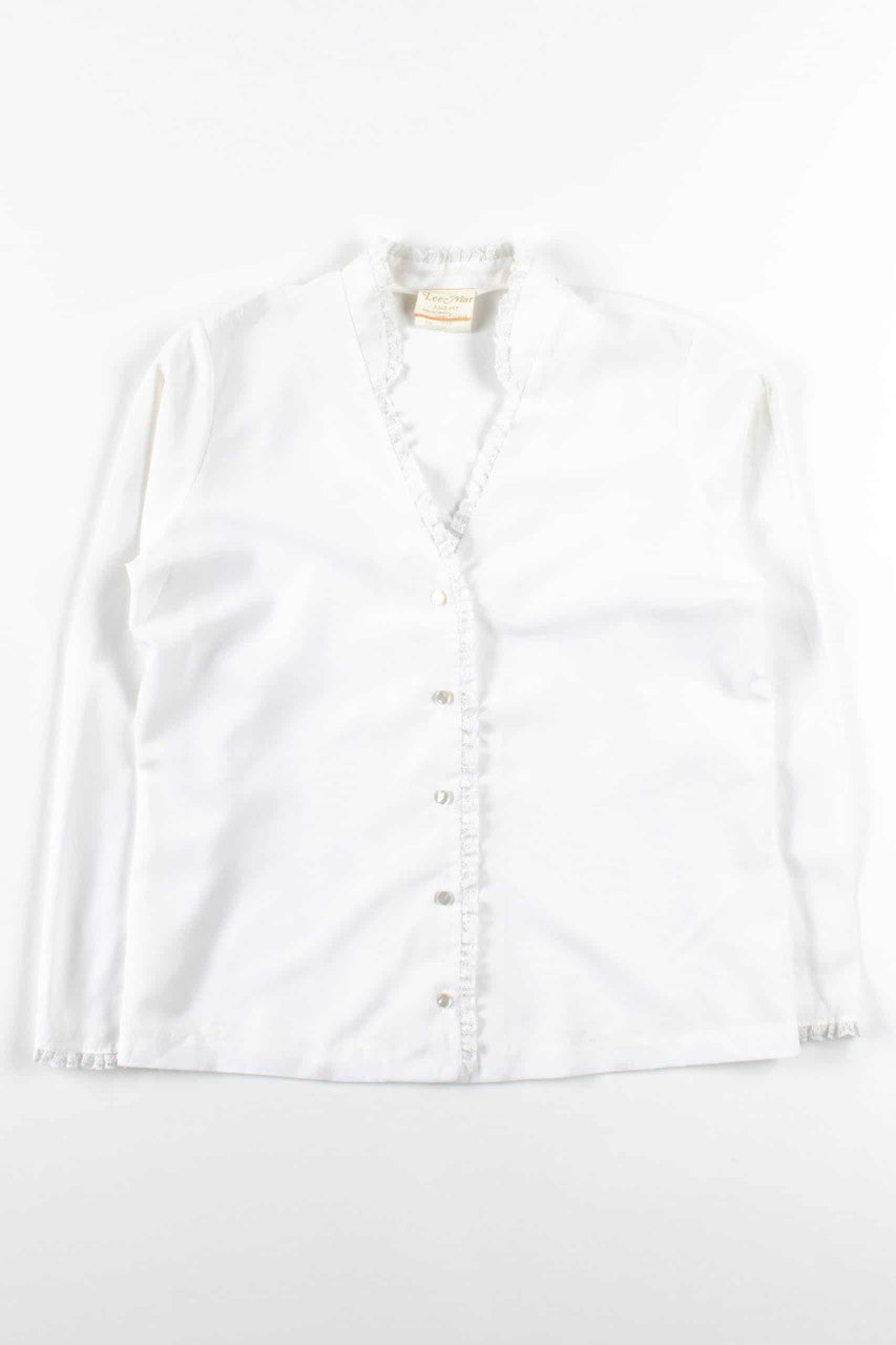 White Lace Trimmed Blouse