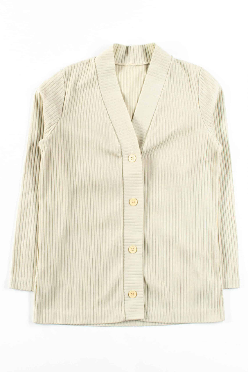 Beige Ribbed Cardigan