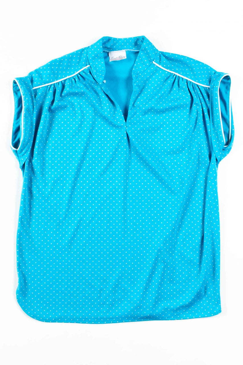 Blue Polka Dot Sleeveless Top