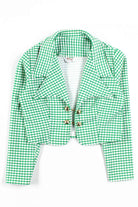 Vintage Green Grid Crop Jacket