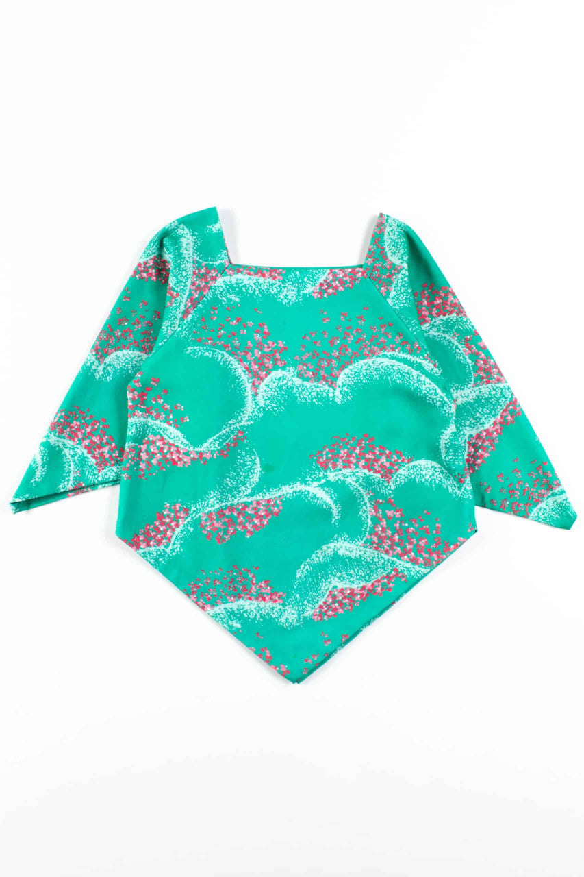 Green Floral Kimono Sleeve Top