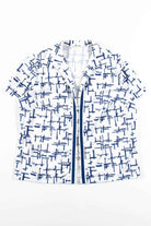 Blue Hash Mark Open Front Shirt