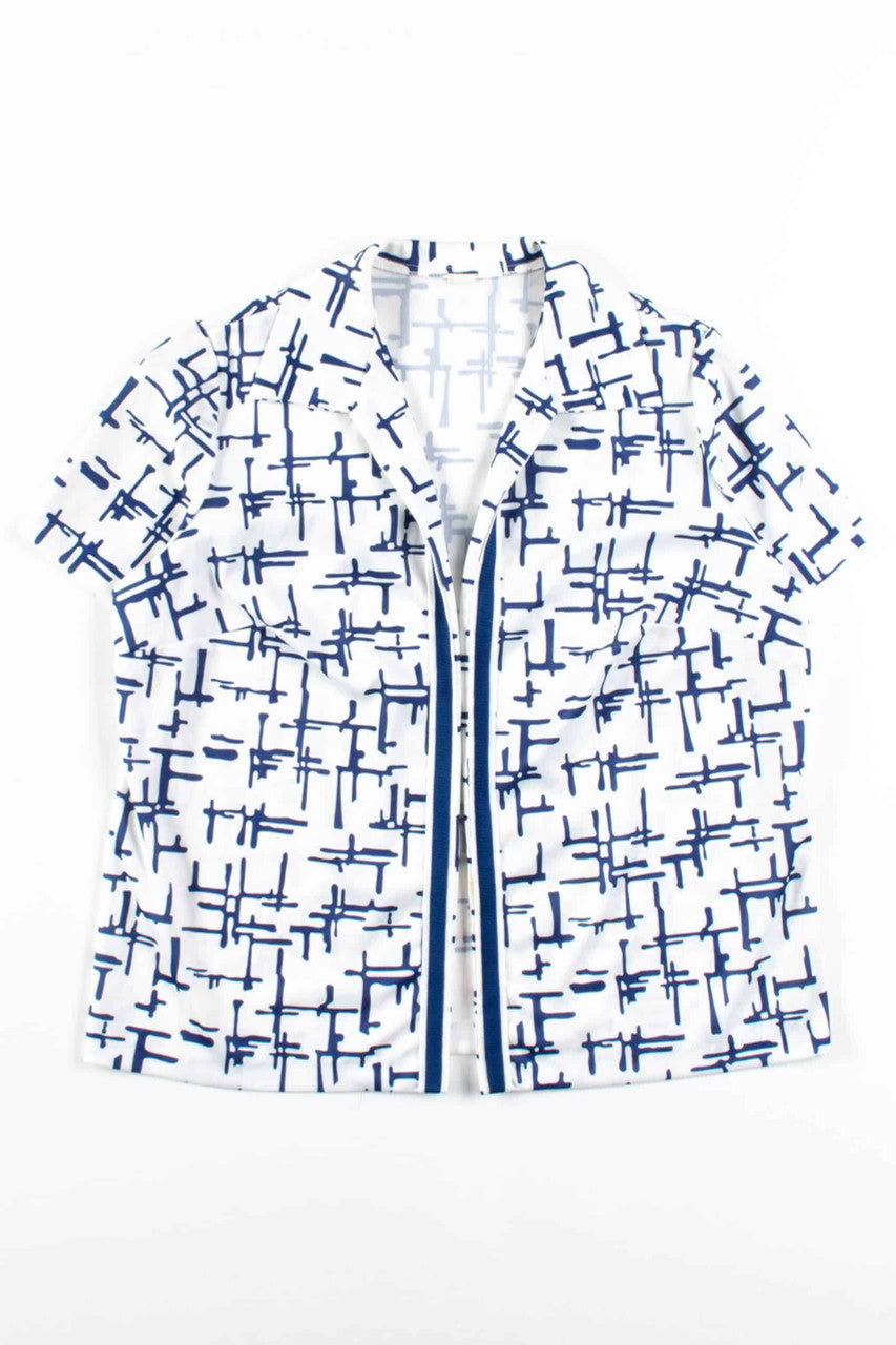 Blue Hash Mark Open Front Shirt