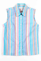 Pastel Striped Sleeveless Button Up